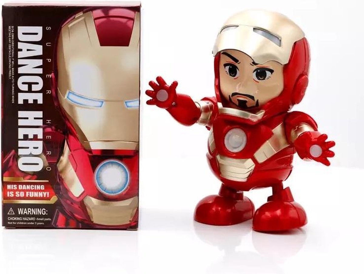 Dansende Iron man | Interactief Iron man Robot Speelgoed | Ironman met Licht en Geluid | Marvel Actiefiguur | Marvel Ironman Pop | Speelfiguur